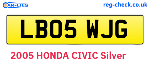 LB05WJG are the vehicle registration plates.