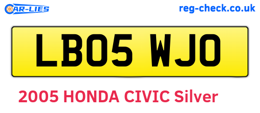 LB05WJO are the vehicle registration plates.