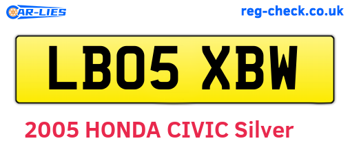 LB05XBW are the vehicle registration plates.