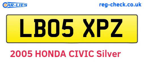 LB05XPZ are the vehicle registration plates.