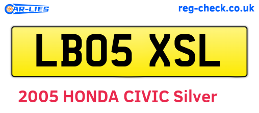 LB05XSL are the vehicle registration plates.