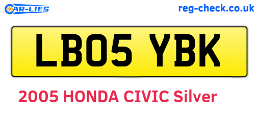 LB05YBK are the vehicle registration plates.