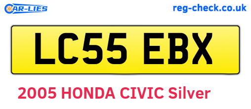 LC55EBX are the vehicle registration plates.