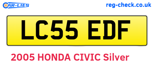 LC55EDF are the vehicle registration plates.