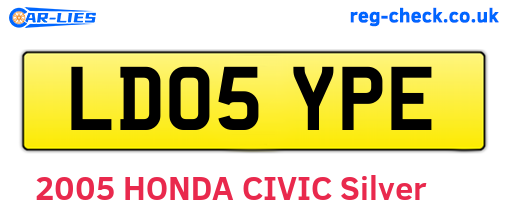 LD05YPE are the vehicle registration plates.