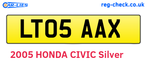 LT05AAX are the vehicle registration plates.