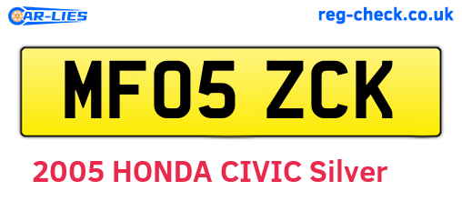 MF05ZCK are the vehicle registration plates.