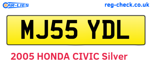 MJ55YDL are the vehicle registration plates.
