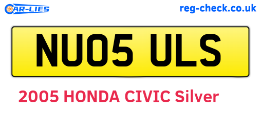 NU05ULS are the vehicle registration plates.
