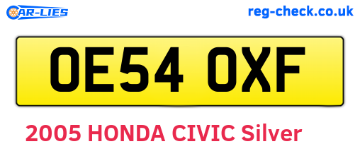 OE54OXF are the vehicle registration plates.
