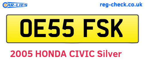 OE55FSK are the vehicle registration plates.