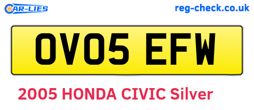 OV05EFW are the vehicle registration plates.