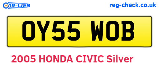 OY55WOB are the vehicle registration plates.