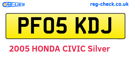 PF05KDJ are the vehicle registration plates.