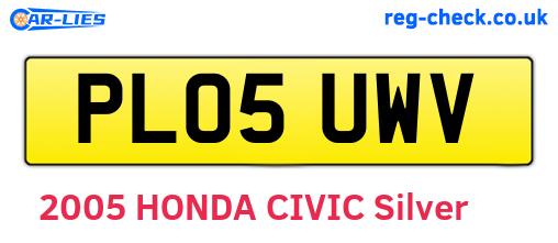 PL05UWV are the vehicle registration plates.