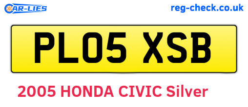 PL05XSB are the vehicle registration plates.