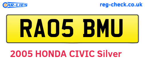 RA05BMU are the vehicle registration plates.