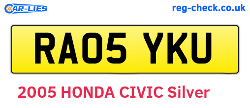 RA05YKU are the vehicle registration plates.