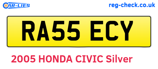 RA55ECY are the vehicle registration plates.