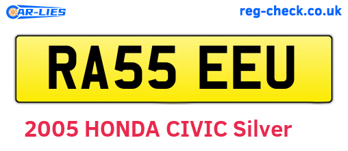 RA55EEU are the vehicle registration plates.
