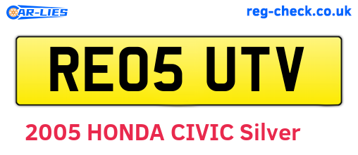 RE05UTV are the vehicle registration plates.