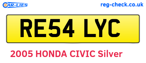 RE54LYC are the vehicle registration plates.
