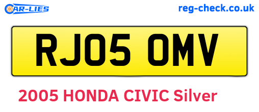 RJ05OMV are the vehicle registration plates.
