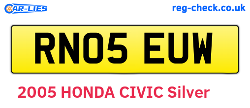 RN05EUW are the vehicle registration plates.