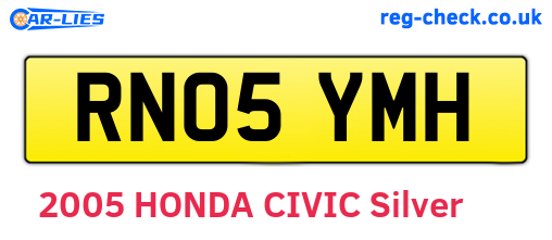 RN05YMH are the vehicle registration plates.