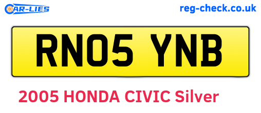 RN05YNB are the vehicle registration plates.
