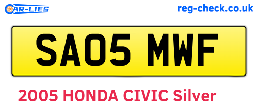 SA05MWF are the vehicle registration plates.