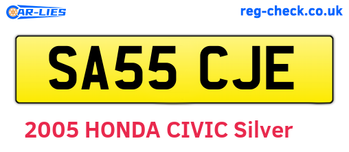 SA55CJE are the vehicle registration plates.