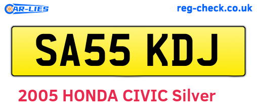 SA55KDJ are the vehicle registration plates.