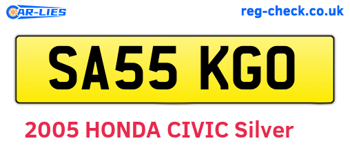 SA55KGO are the vehicle registration plates.