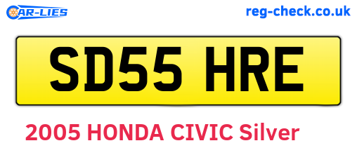 SD55HRE are the vehicle registration plates.