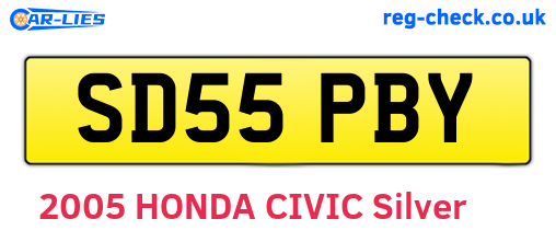 SD55PBY are the vehicle registration plates.