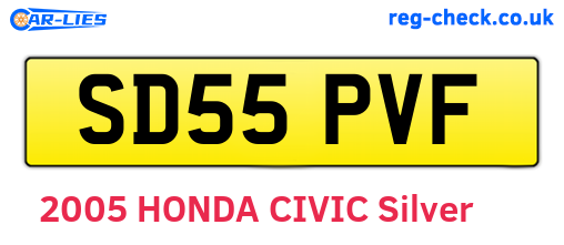 SD55PVF are the vehicle registration plates.