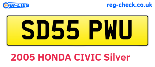 SD55PWU are the vehicle registration plates.