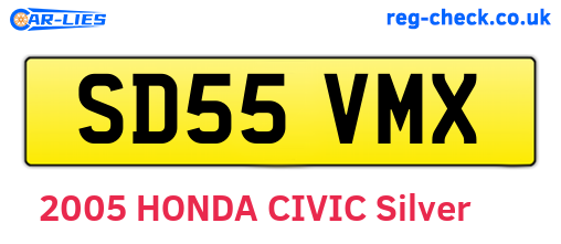 SD55VMX are the vehicle registration plates.