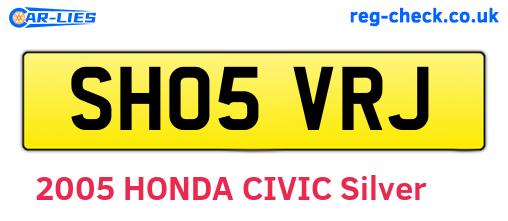 SH05VRJ are the vehicle registration plates.