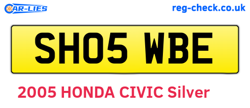 SH05WBE are the vehicle registration plates.