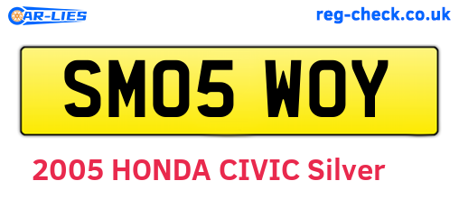 SM05WOY are the vehicle registration plates.