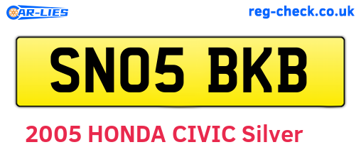 SN05BKB are the vehicle registration plates.