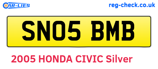 SN05BMB are the vehicle registration plates.