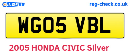 WG05VBL are the vehicle registration plates.