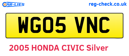 WG05VNC are the vehicle registration plates.