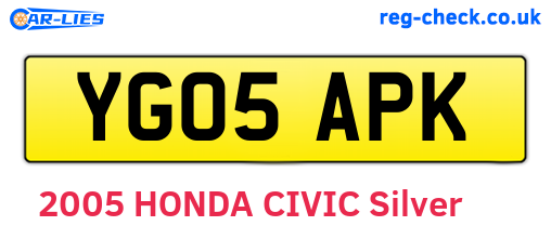 YG05APK are the vehicle registration plates.
