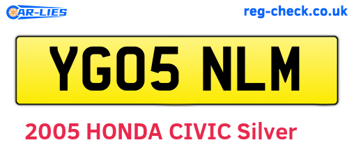 YG05NLM are the vehicle registration plates.
