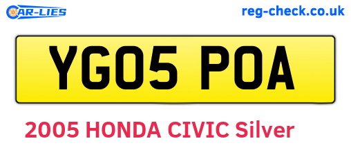 YG05POA are the vehicle registration plates.
