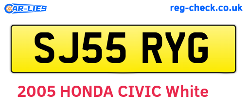 SJ55RYG are the vehicle registration plates.